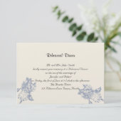 Taupe en Blue Iris Posh Wedding Rehearsal Kaart (Staand voorkant)