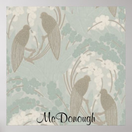 Taupe en Blue Paradise Garden Pattern Poster