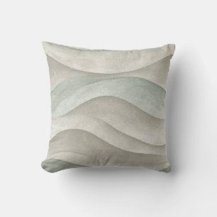 Taupe en Blue Waterverf kustgolven Kussen