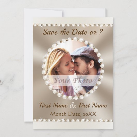 Taupe en Champagne bruiloft, FOTO Save the Dates, Kaart (Voorkant)