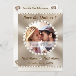 Taupe en Champagne bruiloft, FOTO Save the Dates, Kaart