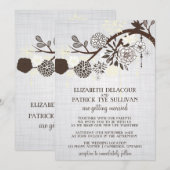 Taupe en Cream Flowers Rustic Wedding Invitation Kaart (Voorkant / Achterkant)