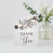 Taupe en Cream Flowers RusticDankuwel Briefkaart (Staand voorkant)