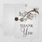 Taupe en Cream Flowers RusticDankuwel Briefkaart (Voorkant / Achterkant)