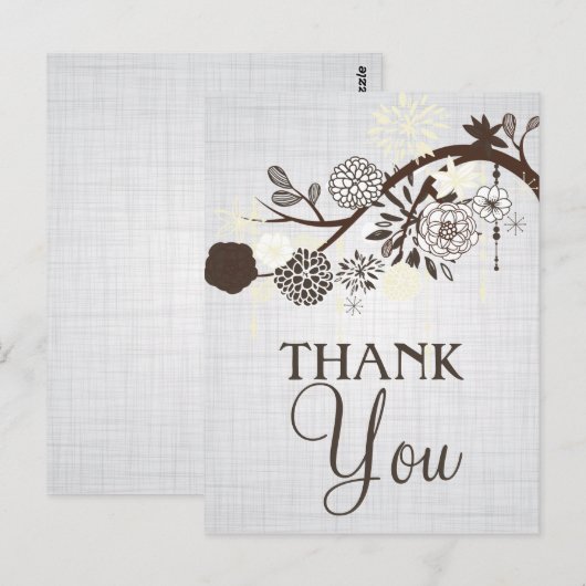 Taupe en Cream Flowers RusticDankuwel Briefkaart (Voorkant / Achterkant)