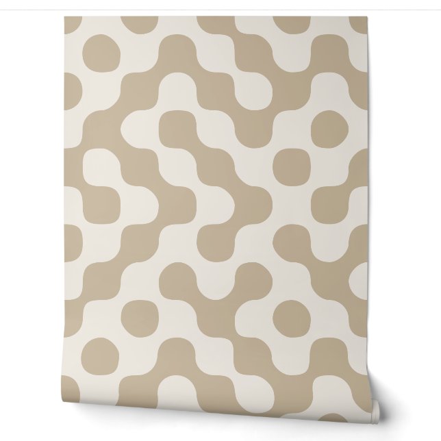 Taupe en Crème Mid Century Behang (Afrollen)