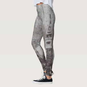 Taupe en Cyaan Vervallen Silhouette Venetië Italië Leggings