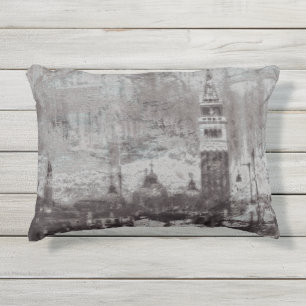 Taupe en Cyan Distress Skyline Venetië Italië Buitenkussen