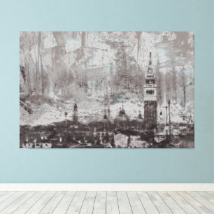 Taupe en Cyan Distress Skyline Venetië Italië Canvas Afdruk