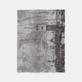 Taupe en Cyan Distress Skyline Venetië Italië Fleece Deken