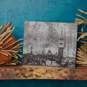 Taupe en Cyan Distress Skyline Venetië Italië Kuns Fotoplaat