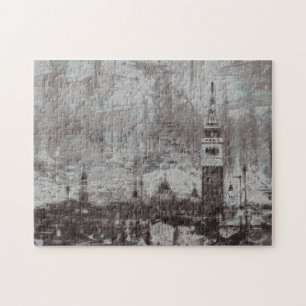 Taupe en Cyan Distress Skyline Venetië Italië Legpuzzel