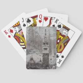Taupe en Cyan Distress Skyline Venetië Italië Pokerkaarten