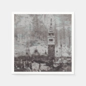 Taupe en Cyan Distress Skyline Venetië Italië Servet (Voorkant)