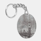 Taupe en Cyan Distress Skyline Venetië Italië Sleutelhanger (Voorkant Links)