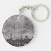 Taupe en Cyan Distress Skyline Venetië Italië Sleutelhanger (Achterkant)