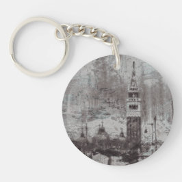 Taupe en Cyan Distress Skyline Venetië Italië Sleutelhanger
