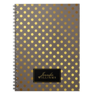 Taupe en Faux Gold Foil Polka Dots Notitieboek