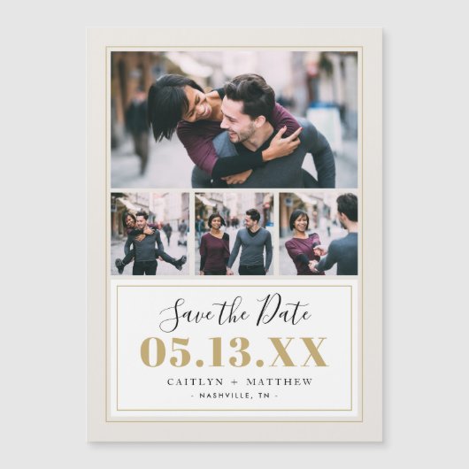 Taupe en Gold 4 Foto opslaan van de datum (Voorkant)