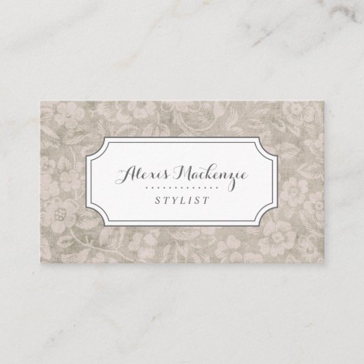 Taupe en Gray  Floral Visitekaartje (Voorkant)