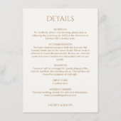 Taupe en Ivoor Monogram Bruiloft Details Informatiekaartje (Voorkant)