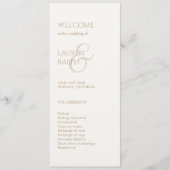 Taupe en Ivoor Monogram Welkom Huwelijksprogramma Programmakaart (Voorkant)