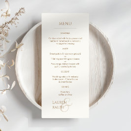 Taupe en Ivoor Monogrammed Bruiloft Menu