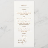 Taupe en Ivoor Monogrammed Bruiloft Menu (Voorkant)
