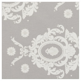 Taupe en Ivory Damask Pattern Fabric Stof
