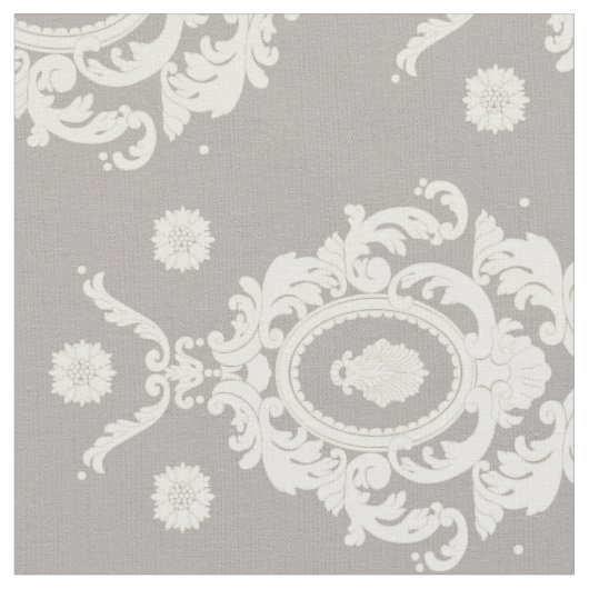 Taupe en Ivory  Damask Pattern Fabric Stof (Close Up)