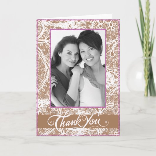 Taupe en Lavender Foto Weddenschap Bedankt (Voorkant)