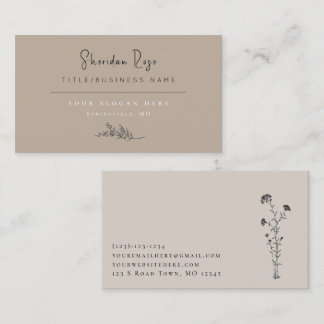 Taupe en linnen botanische tak visitekaartje