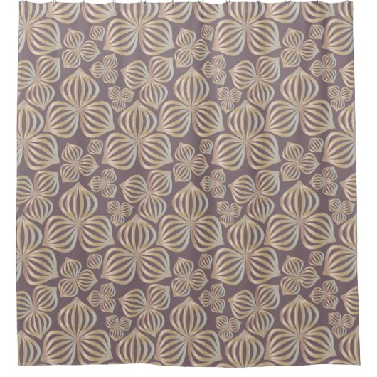 Taupe en Mauve Floral Pattern Douchegordijn (Voorkant)