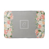 Taupe en Perzik Waterverf Bloemen met Monogram Badmat (Voorkant)