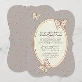Taupe en Roos Gold Butterfly Wedding Kaart (Voorkant / Achterkant)
