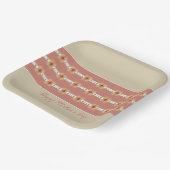 Taupe en rosy roze vierkant papieren bordje (Gebogen)