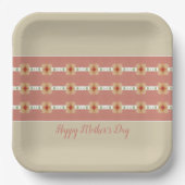 Taupe en rosy roze vierkant papieren bordje (Voorkant)