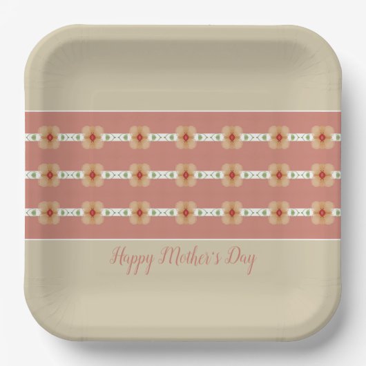 Taupe en rosy roze vierkant papieren bordje (Voorkant)