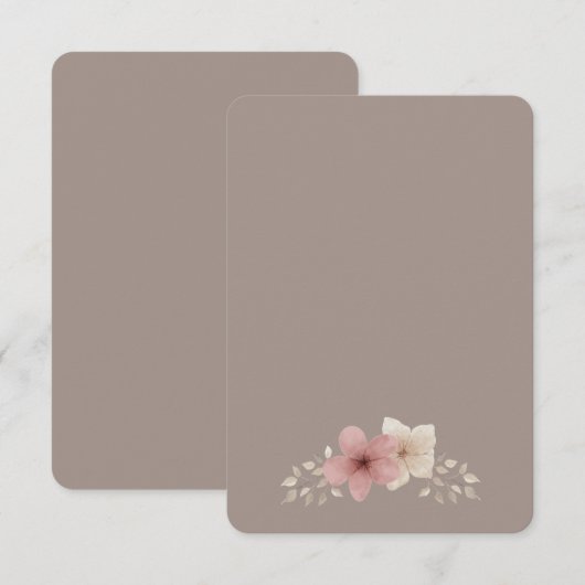 Taupe en Roze Bloemen Bedankkaart (Voorkant / Achterkant)