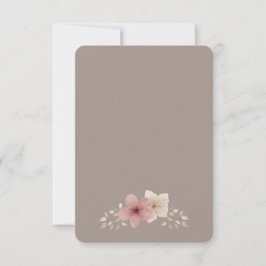 Taupe en Roze Bloemen Bedankkaart (Voorkant)