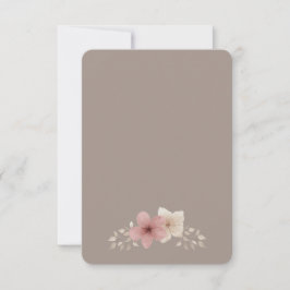 Taupe en Roze Bloemen Bedankkaart