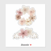 Taupe en Roze Bloemen Sticker Set | Elegant Design (Vel)