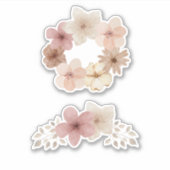 Taupe en Roze Bloemen Sticker Set | Elegant Design (Voorkant)