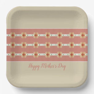 Taupe en roze vierkant papieren bordje