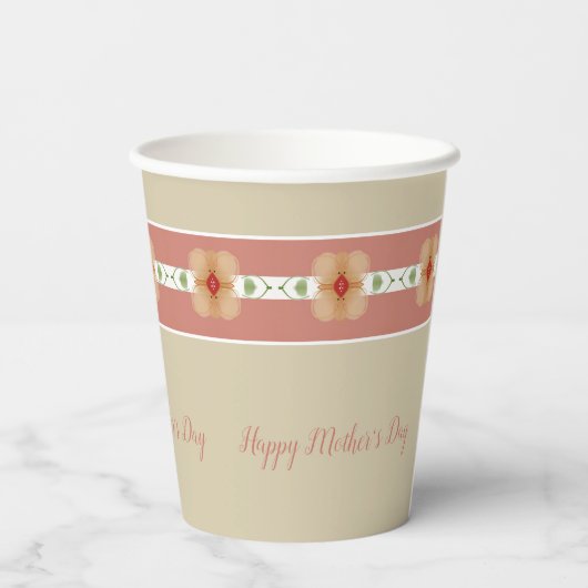 Taupe en Sinaasappel Papieren Bekers (Achterkant)