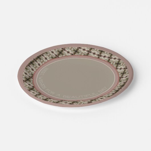 Taupe en stoffig Roos Papieren Bordje (Gekanteld)