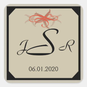 Taupe en Tangerine Seaside Monogram Sticker