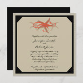 Taupe en Tangerine Seaside Wedding Invitation Kaart (Voorkant / Achterkant)