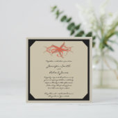 Taupe en Tangerine Seaside Wedding Invitation Kaart (Staand voorkant)