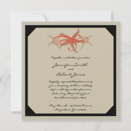 Taupe en Tangerine Seaside Wedding Invitation Kaart